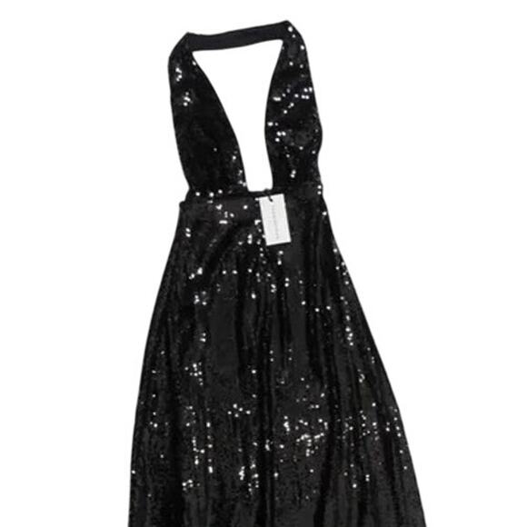 NWT Weworewhat Sequin Halter Dress Full Length Maxi Dress Sleeveless 2 Black - Picture 4 of 16